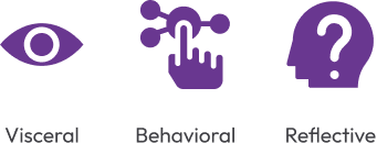 Levels of emotional response: visceral, behavioral, and reflective