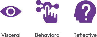 Levels of emotional response: visceral, behavioral, and reflective