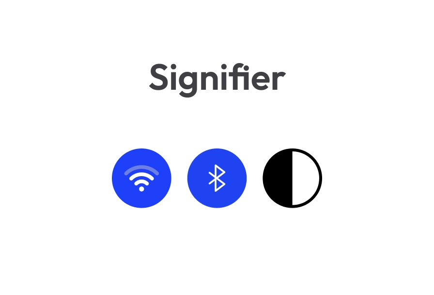 Wi-fi, bluetooth and night shift icons to explain the Signifier in UI UX