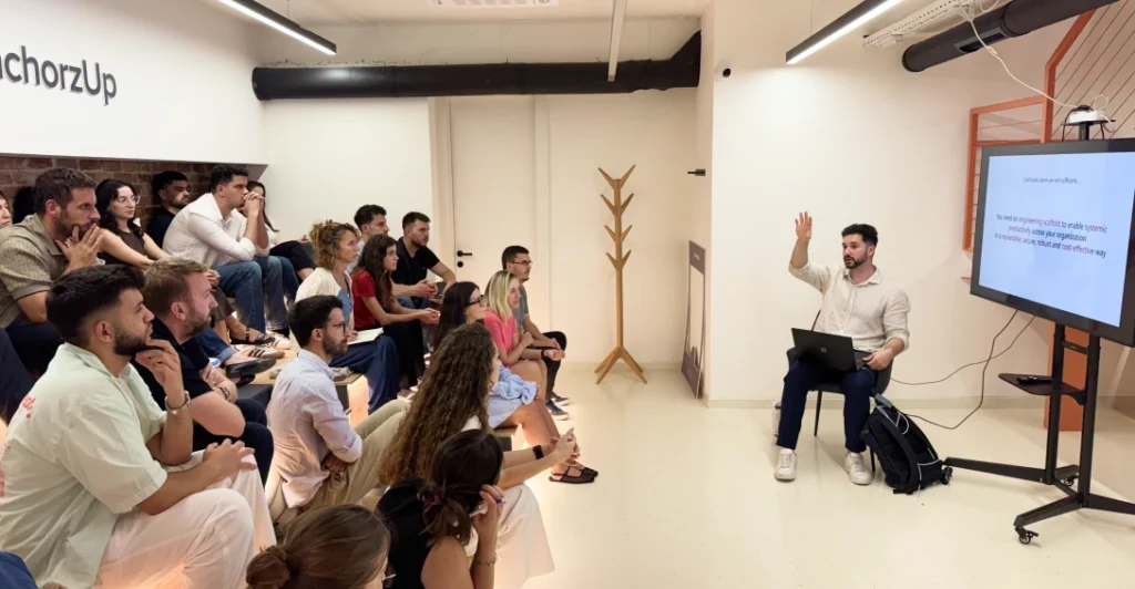 AnchorzUp team during the guest lecture with Fatos Ismali